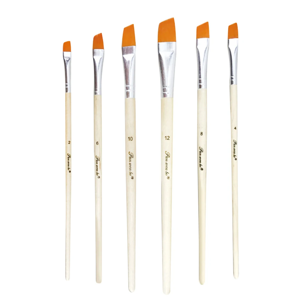 

6 pcs Watercolor Brushes Nylon Bristles Bamboo Handles Miniature Drawing Kids Students Artists Painting Tools Beginners