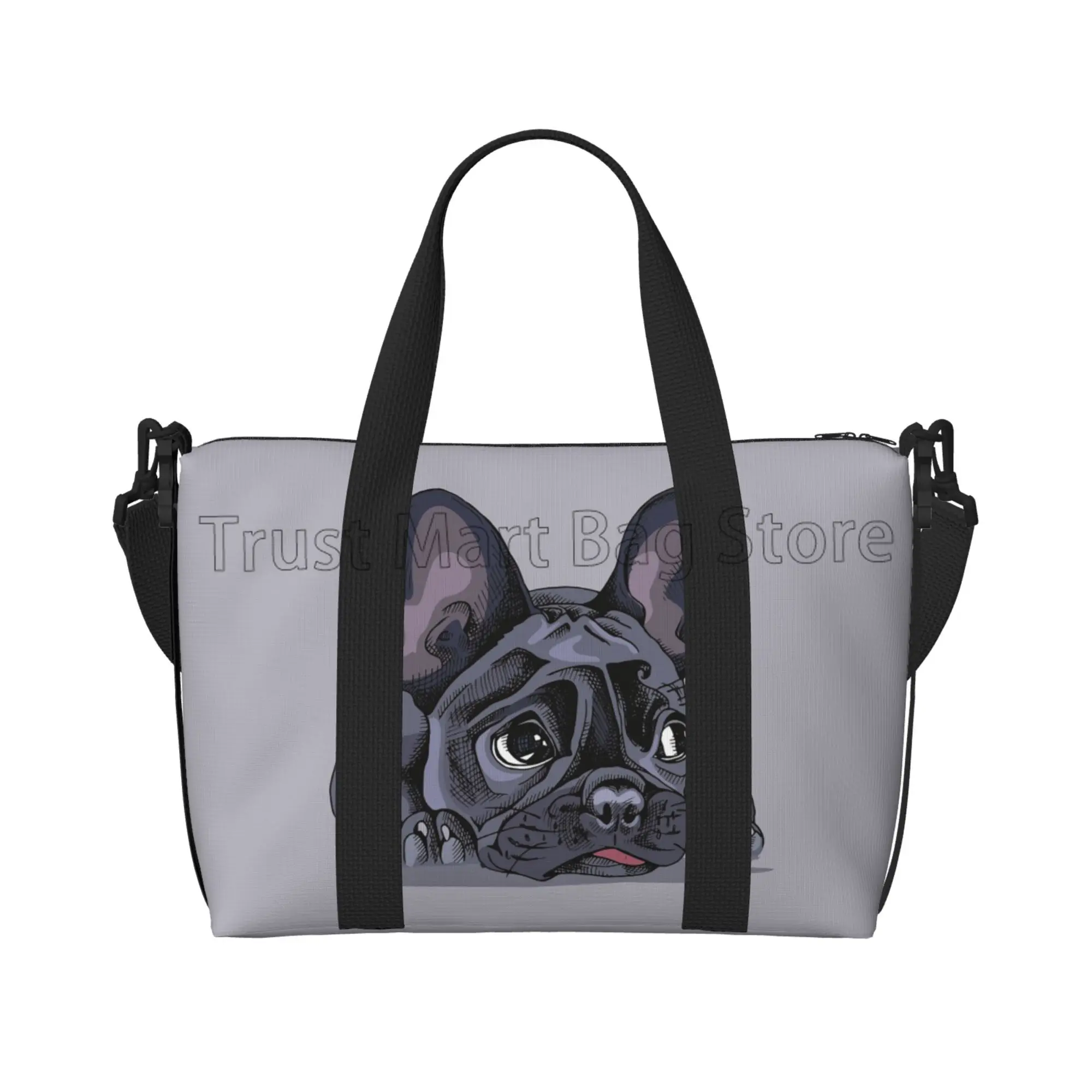 French Bulldog Art Print Travel Duffel Bags Lightweight Sports Tote Gym Bag Shoulder Weekender Overnight Bag for Men Women