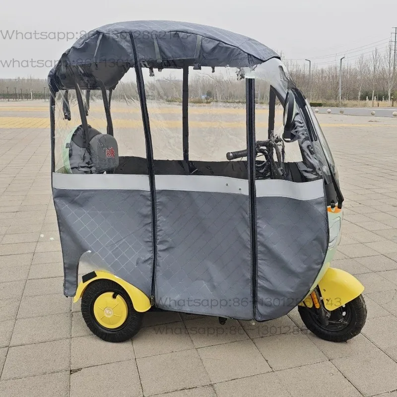 Electric Tricycle Integrated Rain Curtain Shelter, Thickened Thermal Windproof Surround Cover, Frame Not Included