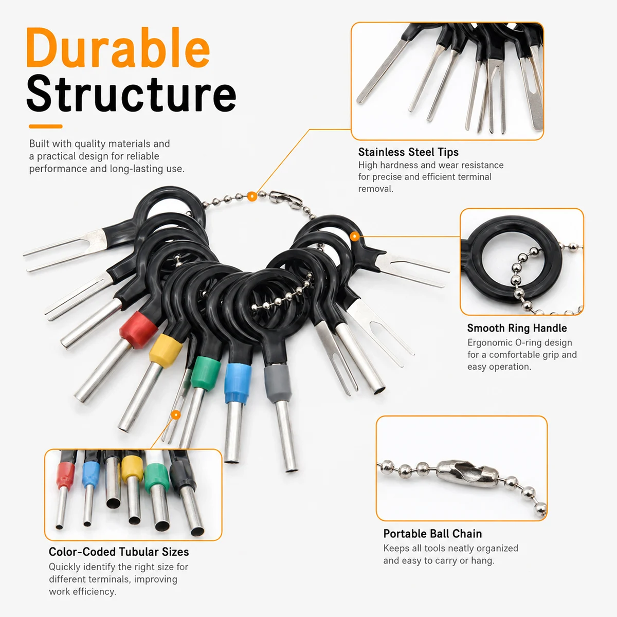 Yitong Automotive Depinning Tool Kit Electrical Connector Terminal Removal Pin Extractor Tool Set for Car Wire Harness Repair
