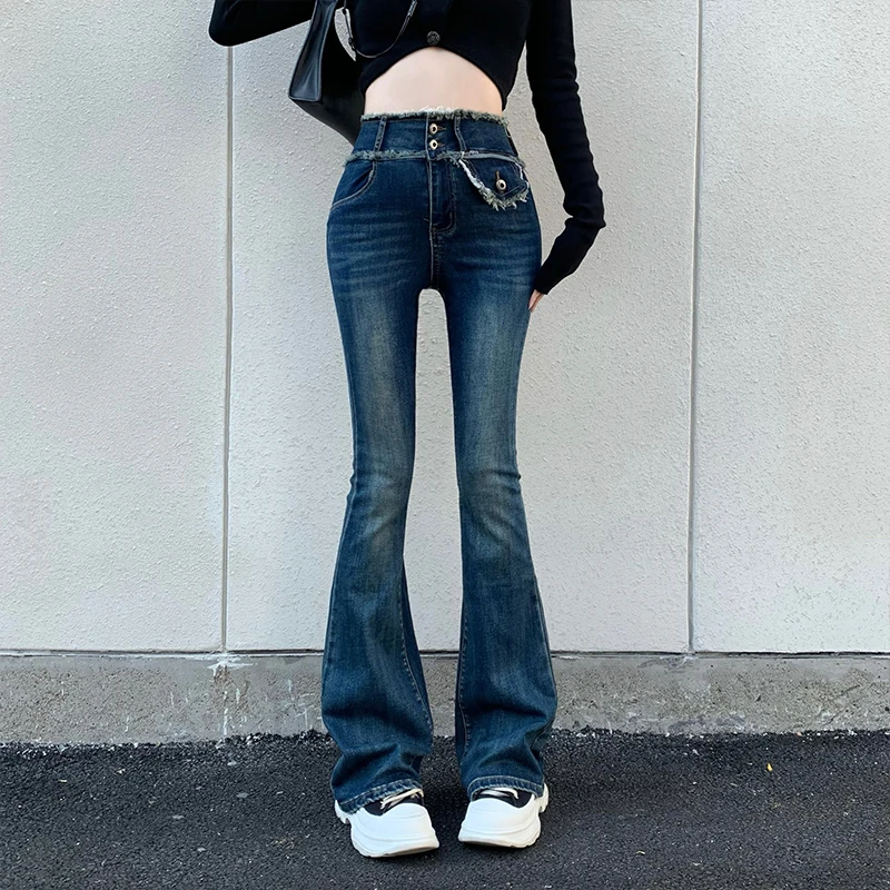 

Korean Fashion Women Jeans Spring High Waist Stretch Denim Flare Pants Y2K Clothes Streetwear Pantalones Female Jean Pants 8097