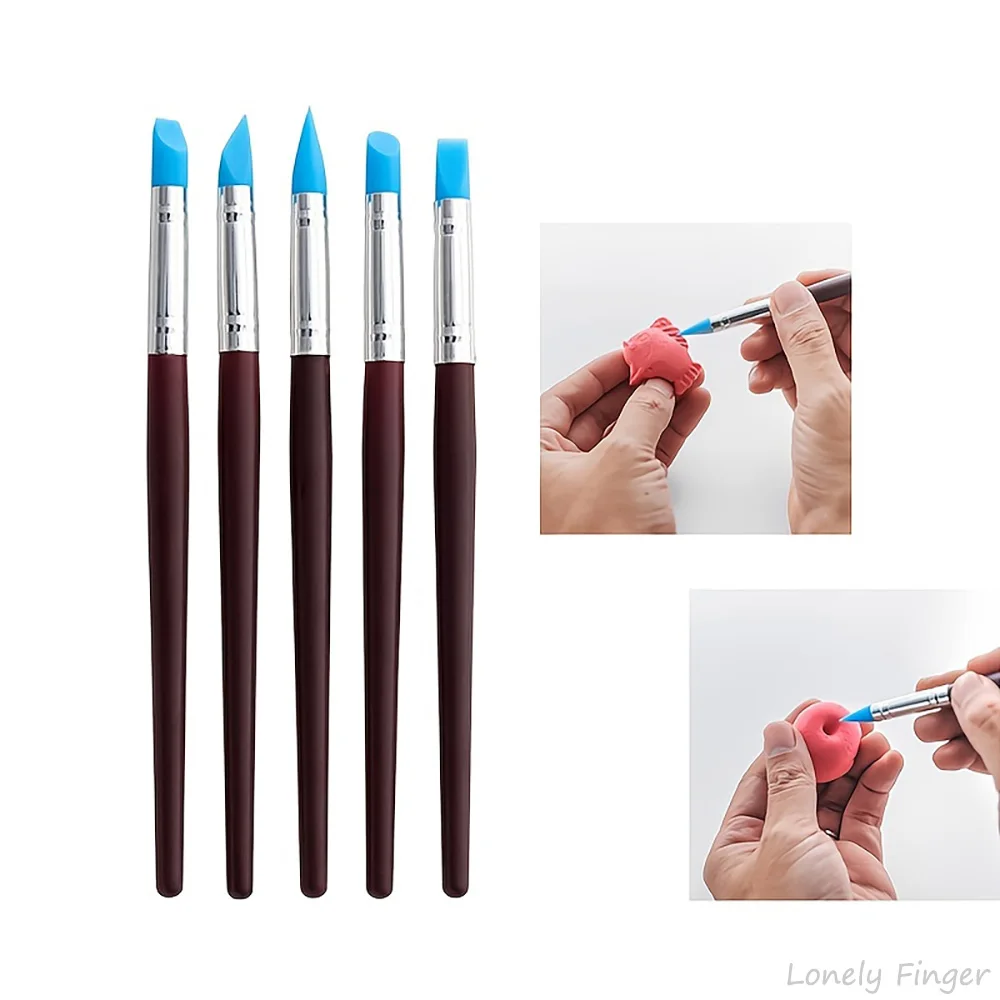 5/10Pcs Silicone Clay Sculpting Tool for Brush Modeling Dotting Nail Art Pottery Clay Tool DIY Carving Sculpting Tools