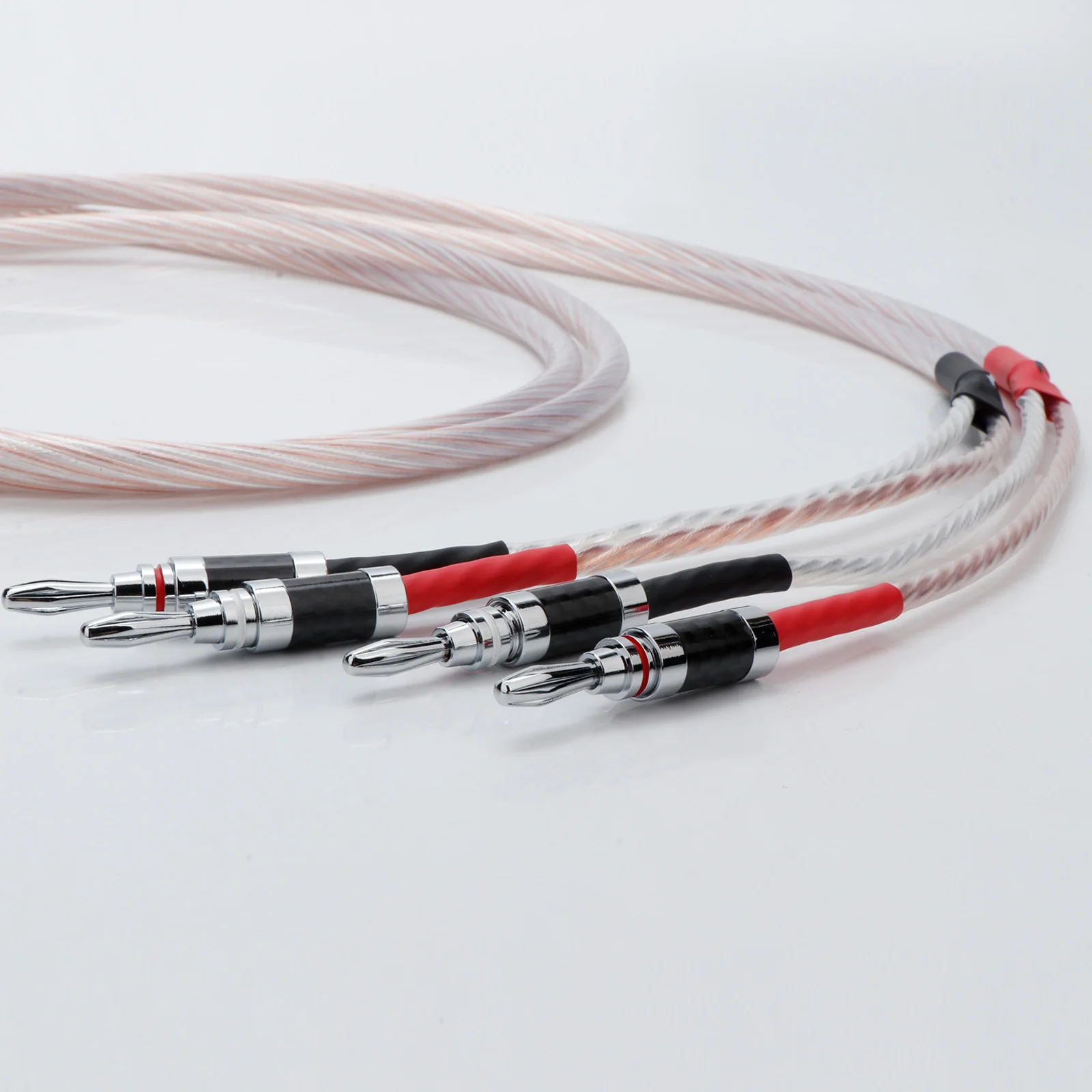Paar RCA-auf-2-Bananenstecker-Lautsprecherkabel, 7N OCC versilbert, Biwire-Lautsprecherkabel für Verstärker, Subwoofer, CD-Audio, DAC – Detail 2