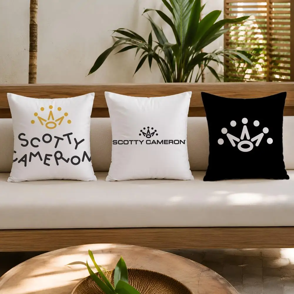 S-Scotty C-Cameron Golf Logo Cushion Cover Wrinkle-Resistant Short Plush Cushion Covers Breathable Machine-Washable