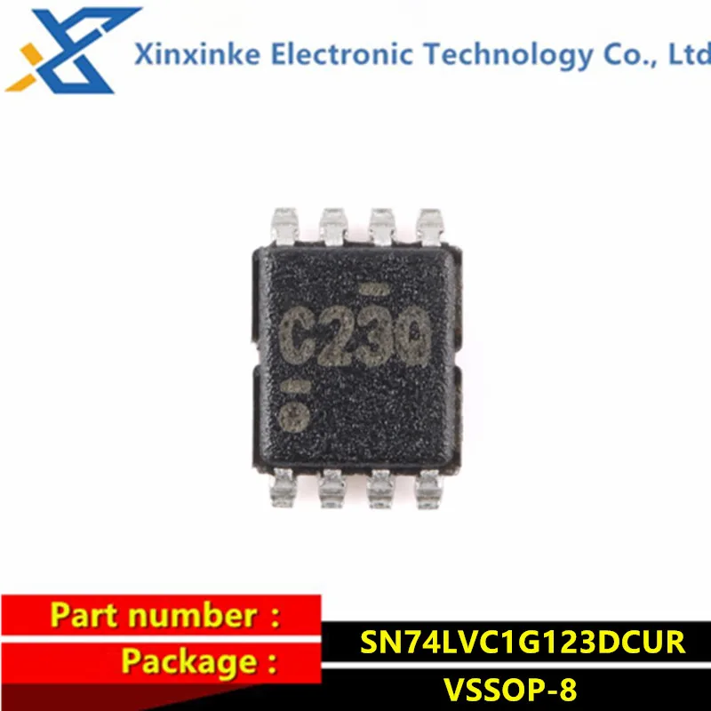 10PCS SN74LVC1G123DCUR Mark：C23R C23* VSSOP-8 Monostable Multivibrator SNGL Retriggerable Mono Multivibrator Logic ICs Brand Ne