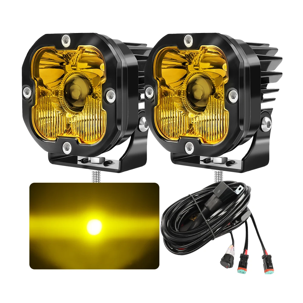 

Hot selling:Super Bright Off Road Led Work Light 12V 24V 100W 1000M Led Spot Fog Light Off Road Led Pods 3 Inch Amber