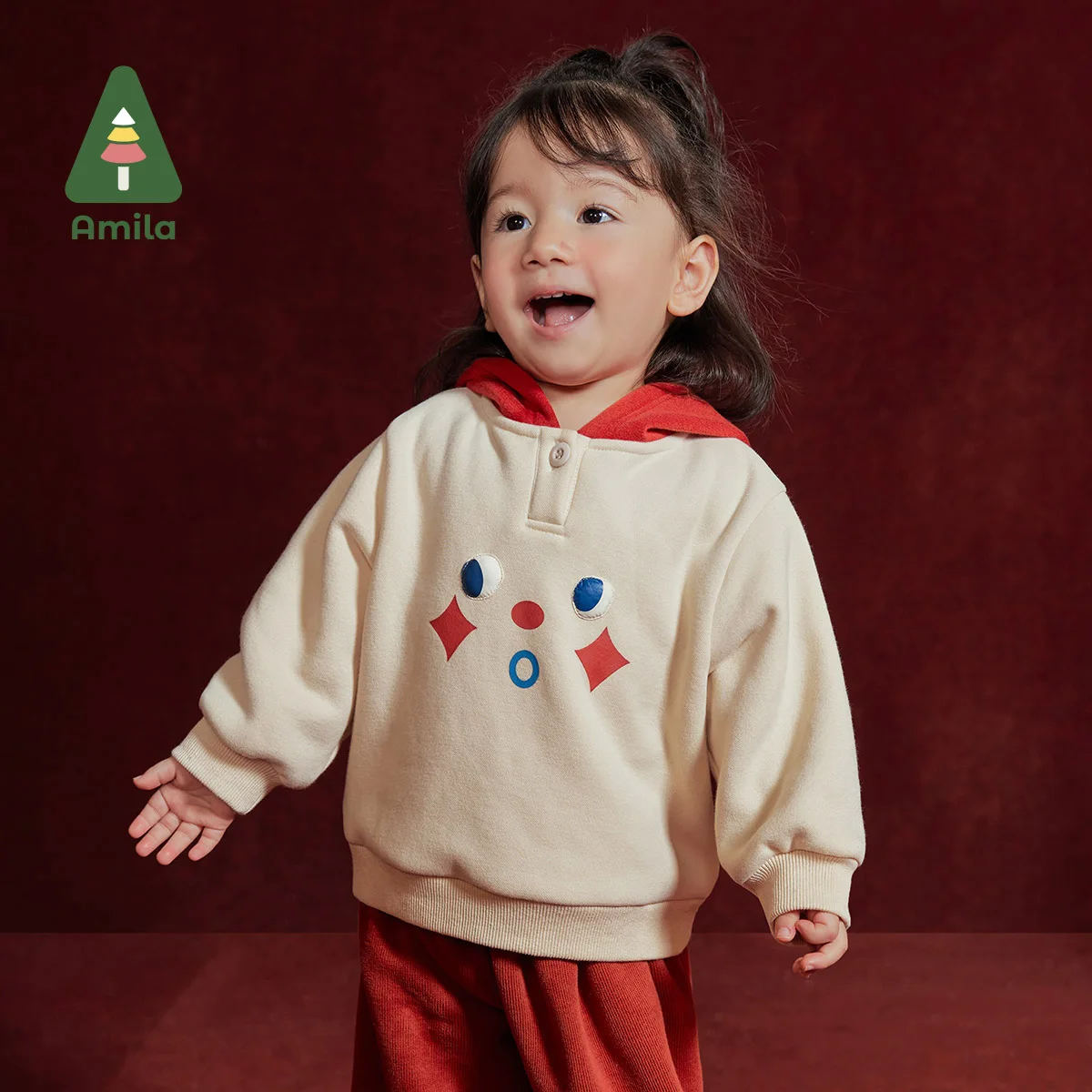 Amila Baby Children Hoodie 2024 Winter New Multicolour Hooded Fleecing Dropped Shoulder Sleeves Soft Color Blocking  Baby Clothi