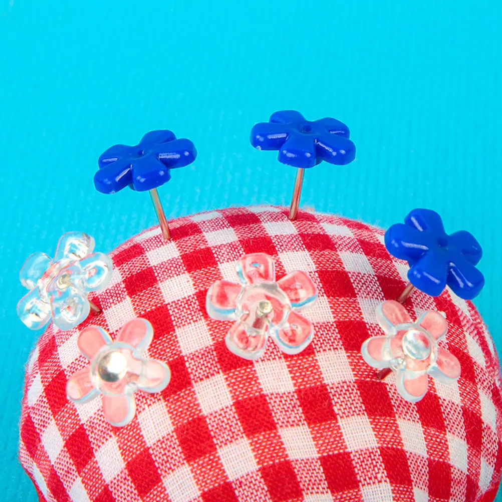 

100pcs Transparent Pushpins Multi-Function Thumb Tacks Flower Shaped Office Home Use Compact Pins For Paper Fixing Decoration