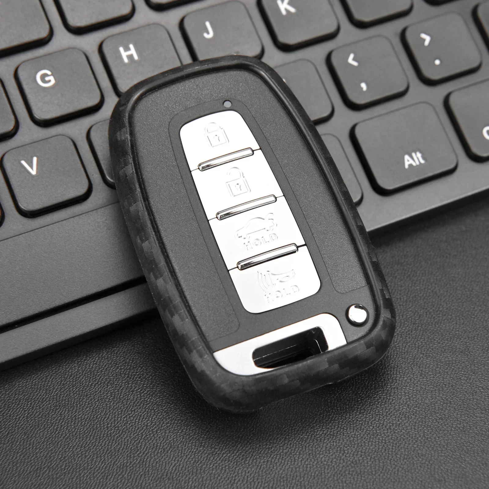 Silicone Carbon Fiber Smart Key Ring Chain Case Cover For Hyundai Elantra Sonata Kia Forte Equus Genesis Veloster Optima Soul