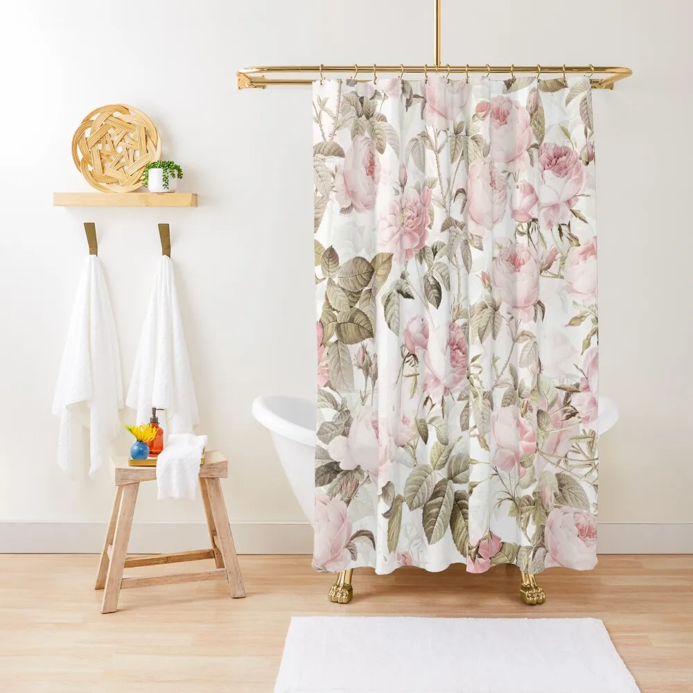 

Sepia Old Vintage Roses on Pink Pattern Shower Curtain Shower For Bathroom Bathroom Box Bathroom Fabric Deco Curtain