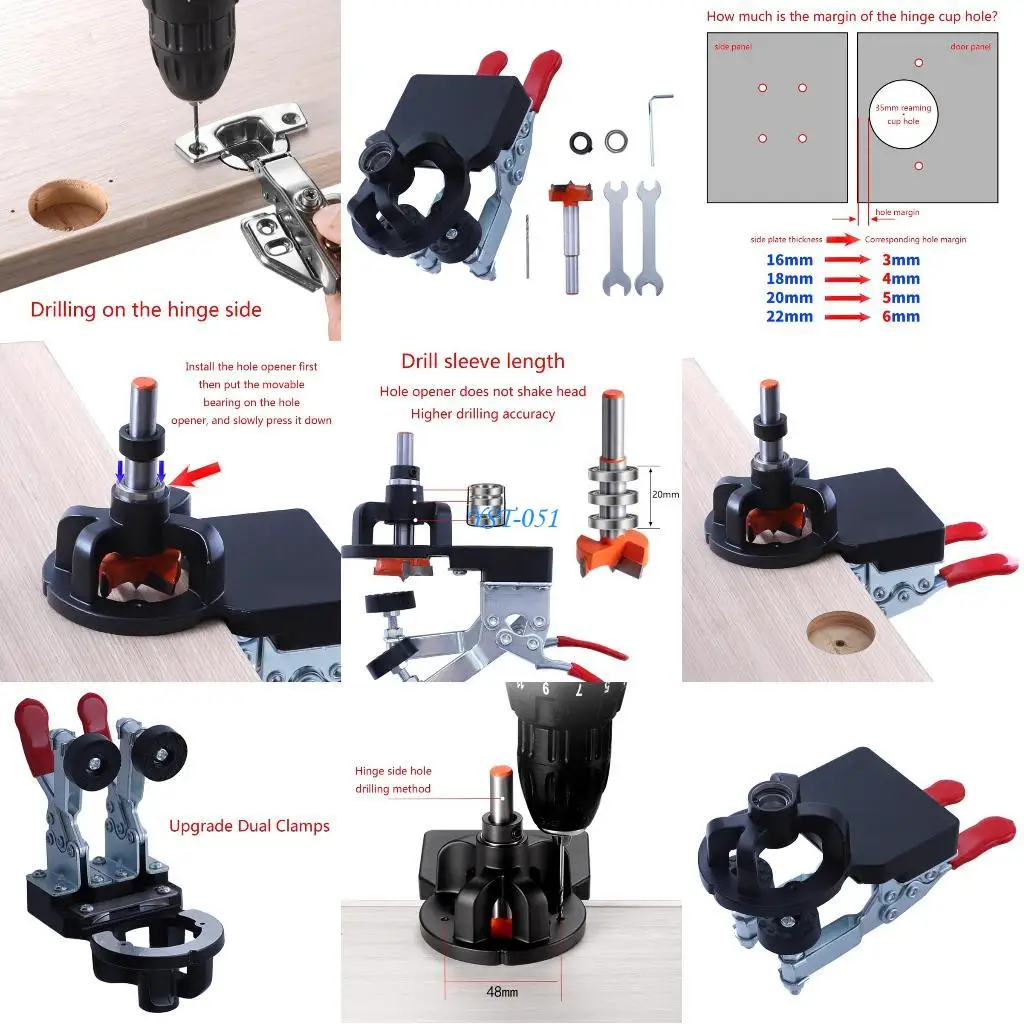 E15A ترقية مخفية مفصلية رقصة الألومنيوم سبيكة المفصلات حفر حفرة رقصة رقصة DRIL