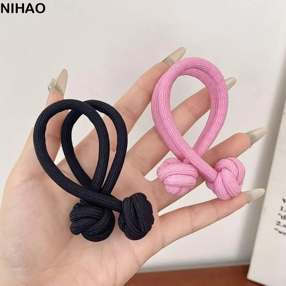 Retro Solid Color Chinese Knot Hair Rope Rubber Dopamine Style Elastic Hair Ring Ethnic Simple Korean Rubber Band Hanfu