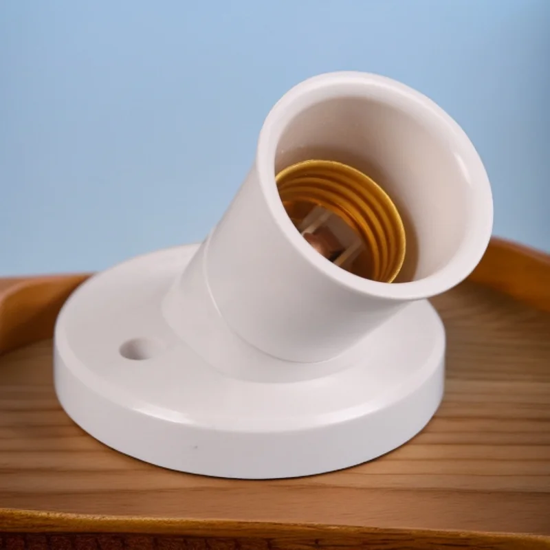 الأبيض E27 قاعدة مصابيح المقبس 45 درجة زاوية المائل المسمار البلاستيك ضوء لمبة قاعدة الجدار مصباح أصحاب محول محول