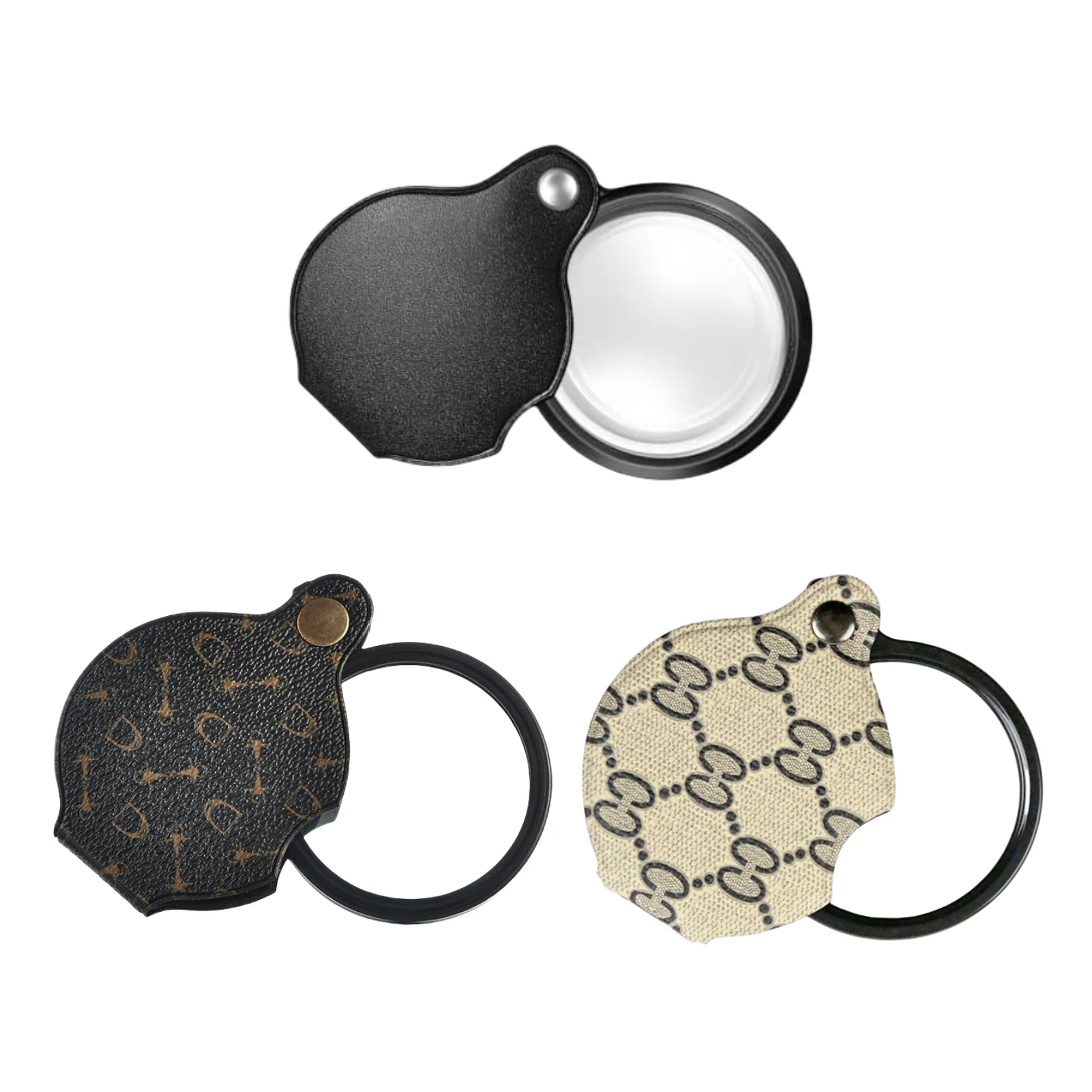 2PCS 15X Magnifying Glass Loupe Small Pocket Magnifying Lenses Glass Rotating Protective Holster and Leather Lanyard for Seniors