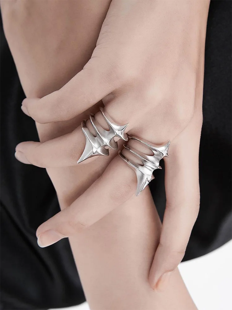 2024 New Rib Ring Cyberpunk Style Men's And Women's Jewelry Party Gift