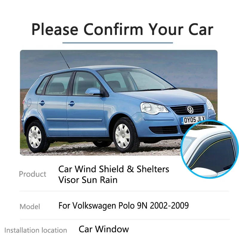 4x For VW Volkswagen Polo Vivo Mk4 9N 2002~2009 5-door Hatchback Rain Window Visor Deflector Awning Cover Trim Car Accessories