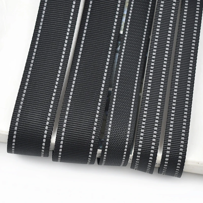 

5/10M Black Nylon Webbing 15/20/25/32/38mm Reflective Tape for Clothes Belt Bias Band Dog Collar Ribbon Strap Sewing Accessories