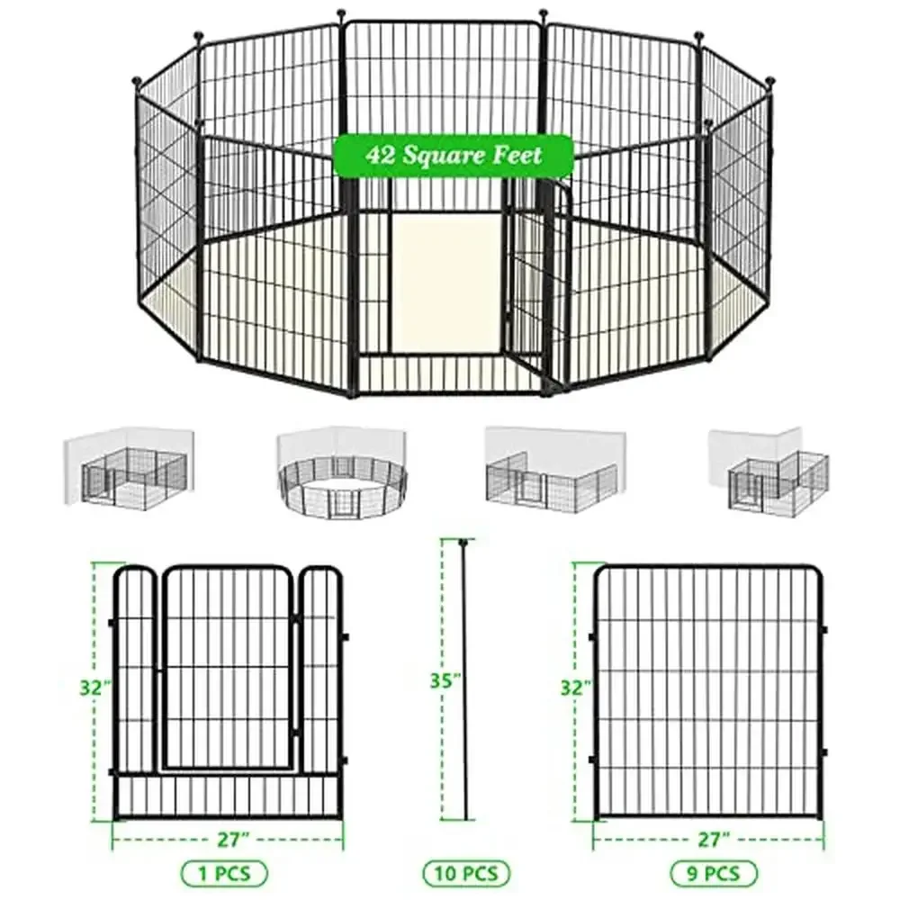 Iron Wire Garden Fence Panel Set 10-Pack 23ft×32in Heavy Duty Animal Barrier Landscape Edging Decor Foldable Temporary