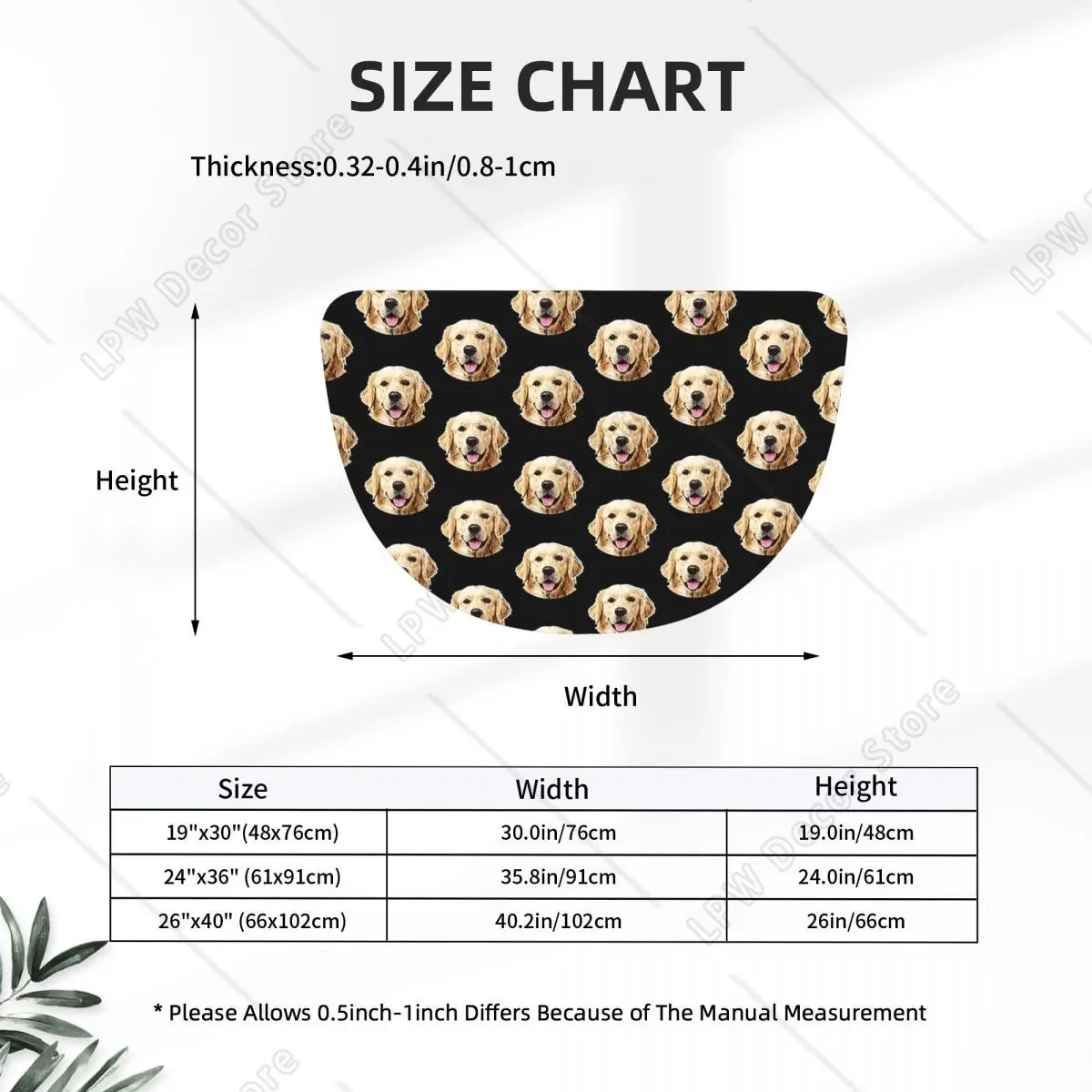 Funny Golden Retriever Face Portrait Flannel Half Round Doormat Non Slip Bathroom Mat Absorbent Floor Carpet for Living Room