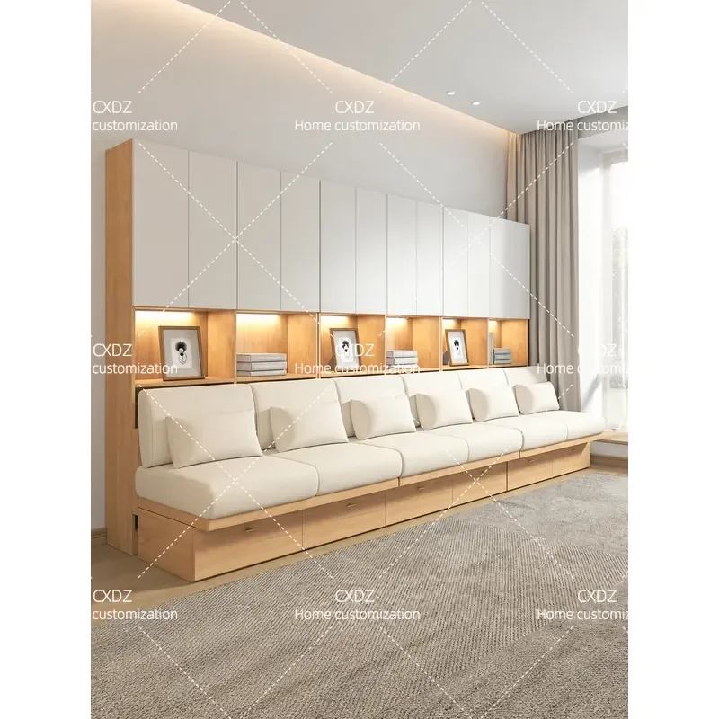 Zhiguang Japanese-style small apartment fabric sofa without armrests Small living room Box storage Floor sofa Simple and