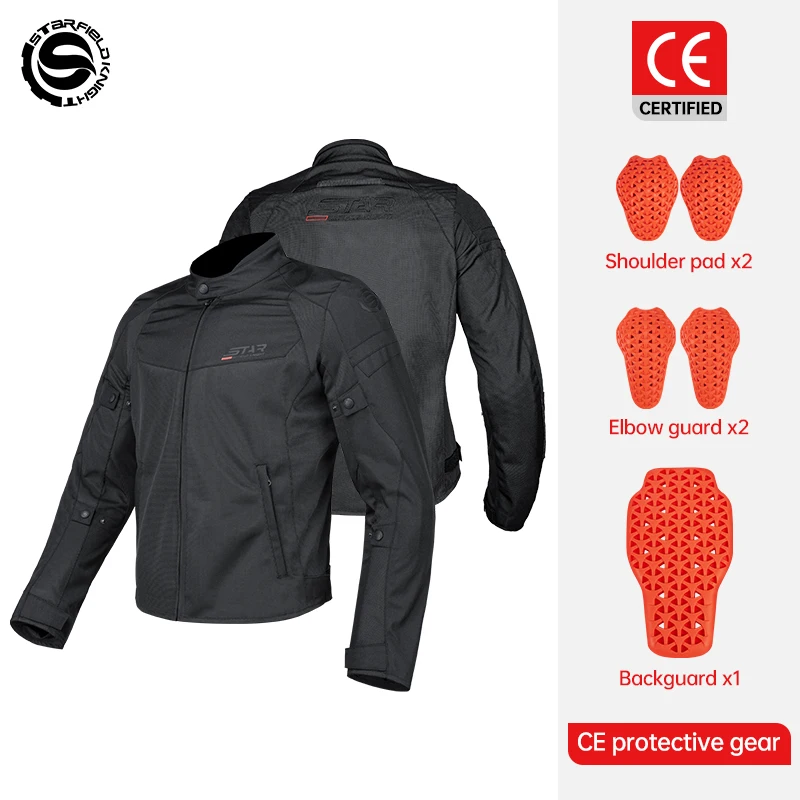 

Черная мотоциклетная куртка Star Field Knight, мужская одежда для верховой езды, весенне-летняя дышащая сетка с защитными аксессуарами CE