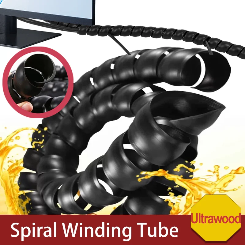 1~10m Spiral Cable Wire Wrap Computer Cord Management Winding Tube Flexible Spiral Wrap Cable Wire Protector Cable Sleeve