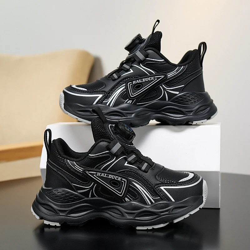 

Design Children Casual Shoes Leather Girls Sneaker 2025 Autumn Platform Kids Casual Sneaker PU Black Sports Tennis Girls Shoes