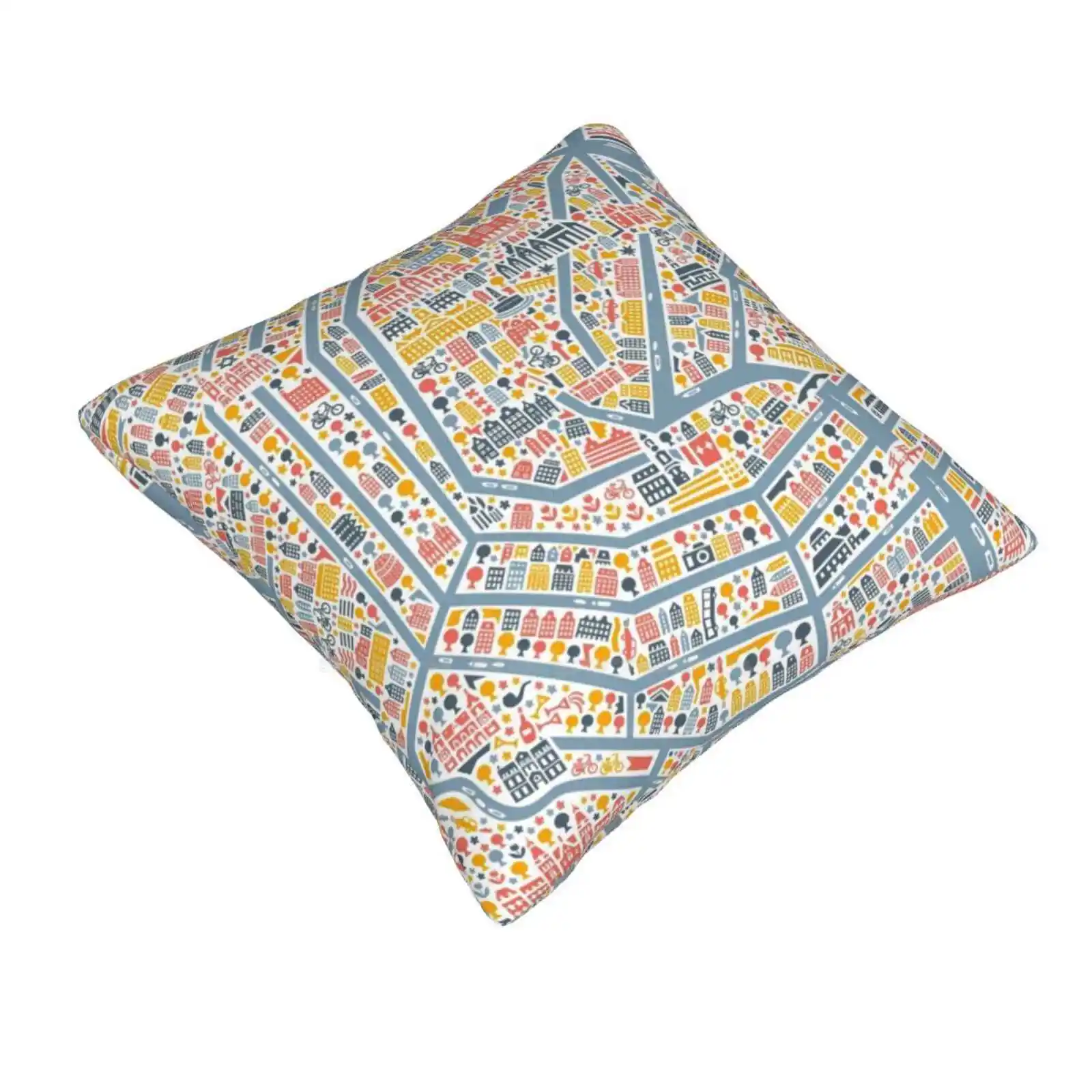 Amsterdam City Map Throw Cushion Pillow Cover Amsterdam City Map Amsterdam Map