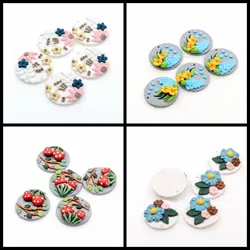 2pcs Polymer Clay Flower Earring Jewelry Charm-Round Shaped pendant for making Necklace,1Hole Handmade,DIY Connector-PC-177