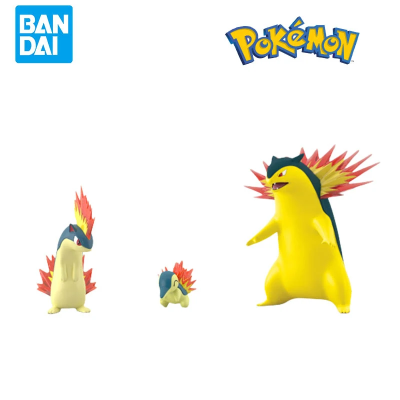 Bandai Original Scale World POKEMON Johto Region Gold Typhlosion Wobbuffet Totodile Togepi Pichu Anime Figure Toys for Kids Gift