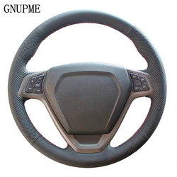 Diy Hand-Gestikt Zwart Zachte Kunstmatige Lederen Auto Stuurwiel Covers Case Voor Chery Tiggo 3 2011-2014
