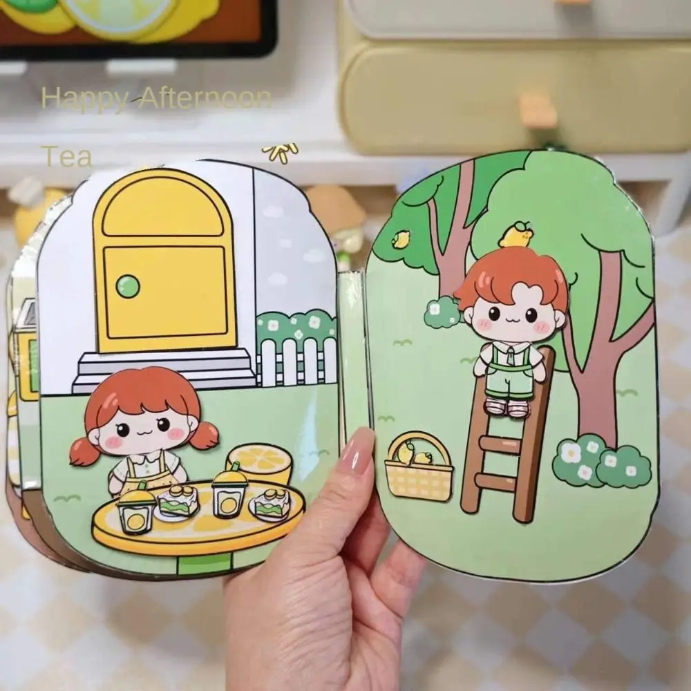 

Cartoon DIY Toys Homemade Lemon Hut Quiet Book No Cutting Handmade Sticker Games Quiet Book 3D DIY Handmade Diy Toys Girls Gift