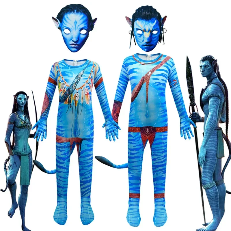 Aaring Cosplay Kostüm Film Jake Sully Neytiri Bodysuit Anzug Zentai Overalls Jungen Mädchen die Art und Weise des Wassers Halloween Kostüm