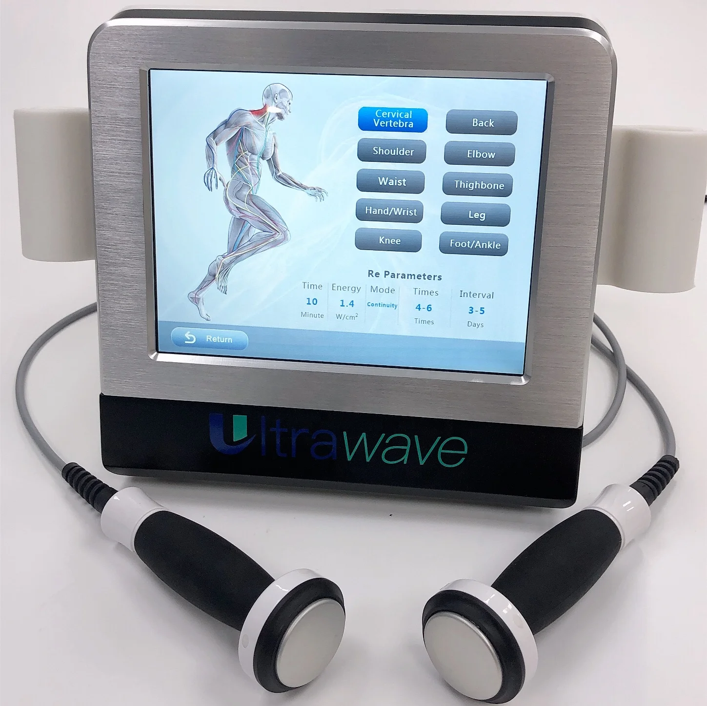 

Ultrasonic wave physiotherapy ehabilitation equipment/ Pain Relief dual handle ultrawave physical therapy ultrasound machine