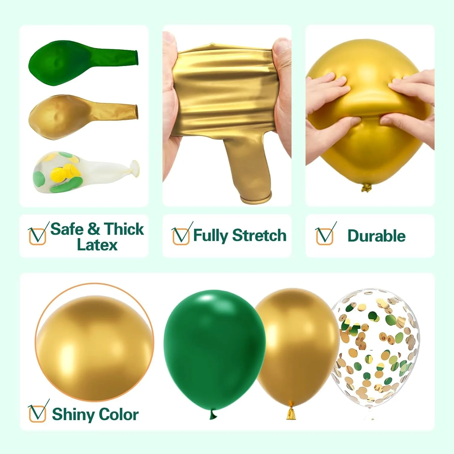 137Pcs Green and Gold with Confetti Latex Balloons Garland Arch Kit for Birthday Baby Shower Emerald Green Jungle Party Decora