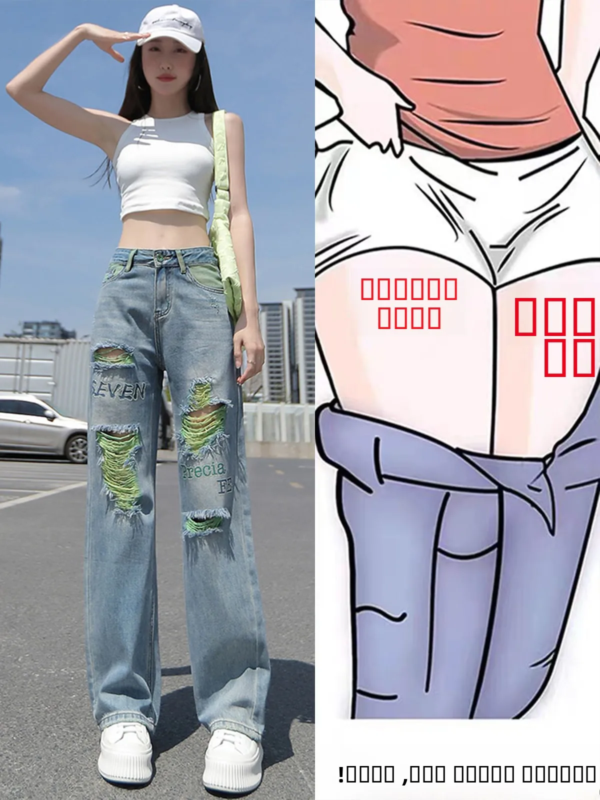 

2024 New American Style Women's Loose Wide Leg Jeans High Waist Long Straight Cut Denim Pants Summer Fashion Casual Trousers