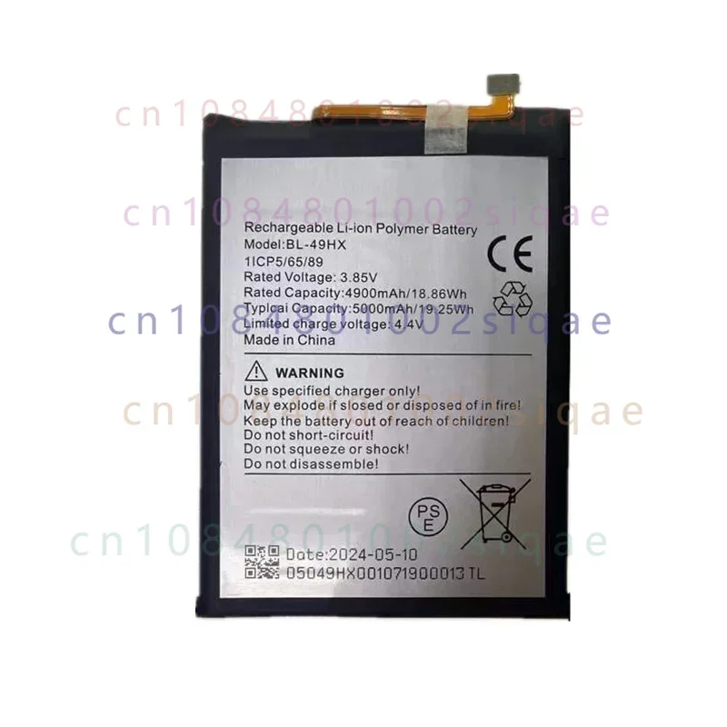 Battery BL-49HX For HOT 20 5G Hot20 5G X666B Battery 3.85V 5000mAh 496489Clippers