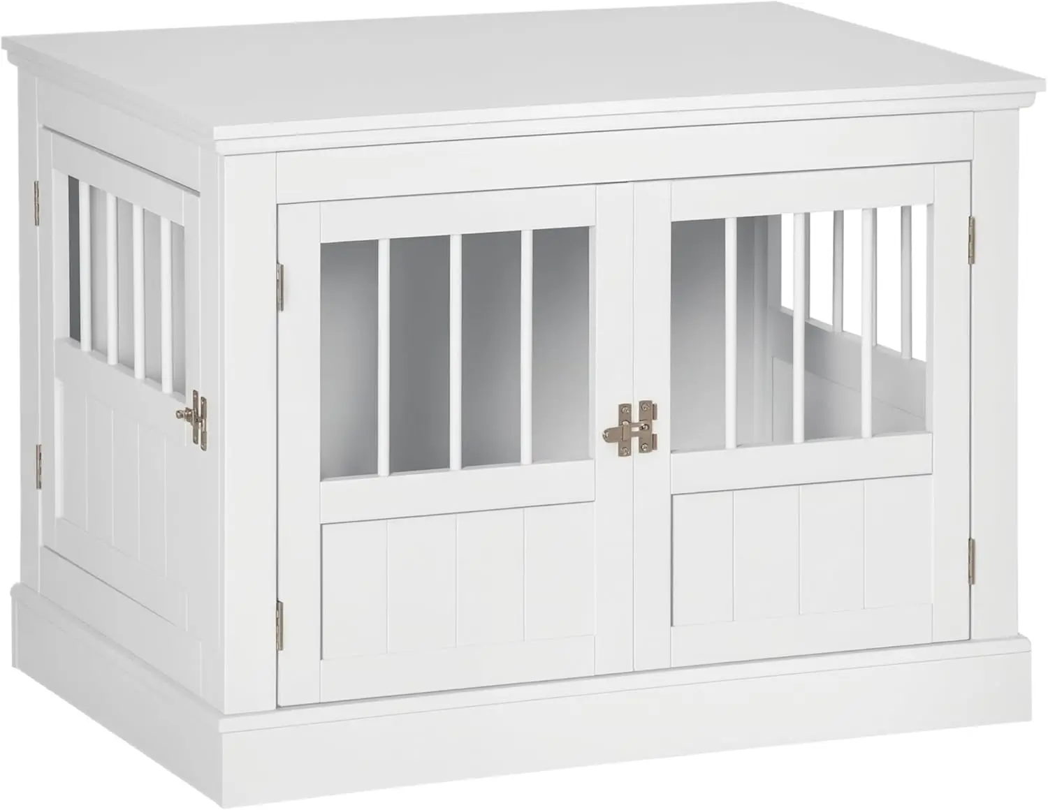 

Приставной столик для ящика для собак с тройными дверцами, деревянный ящик для собак, мебель для внутреннего использования, ящик для щенков для маленьких собак, белый