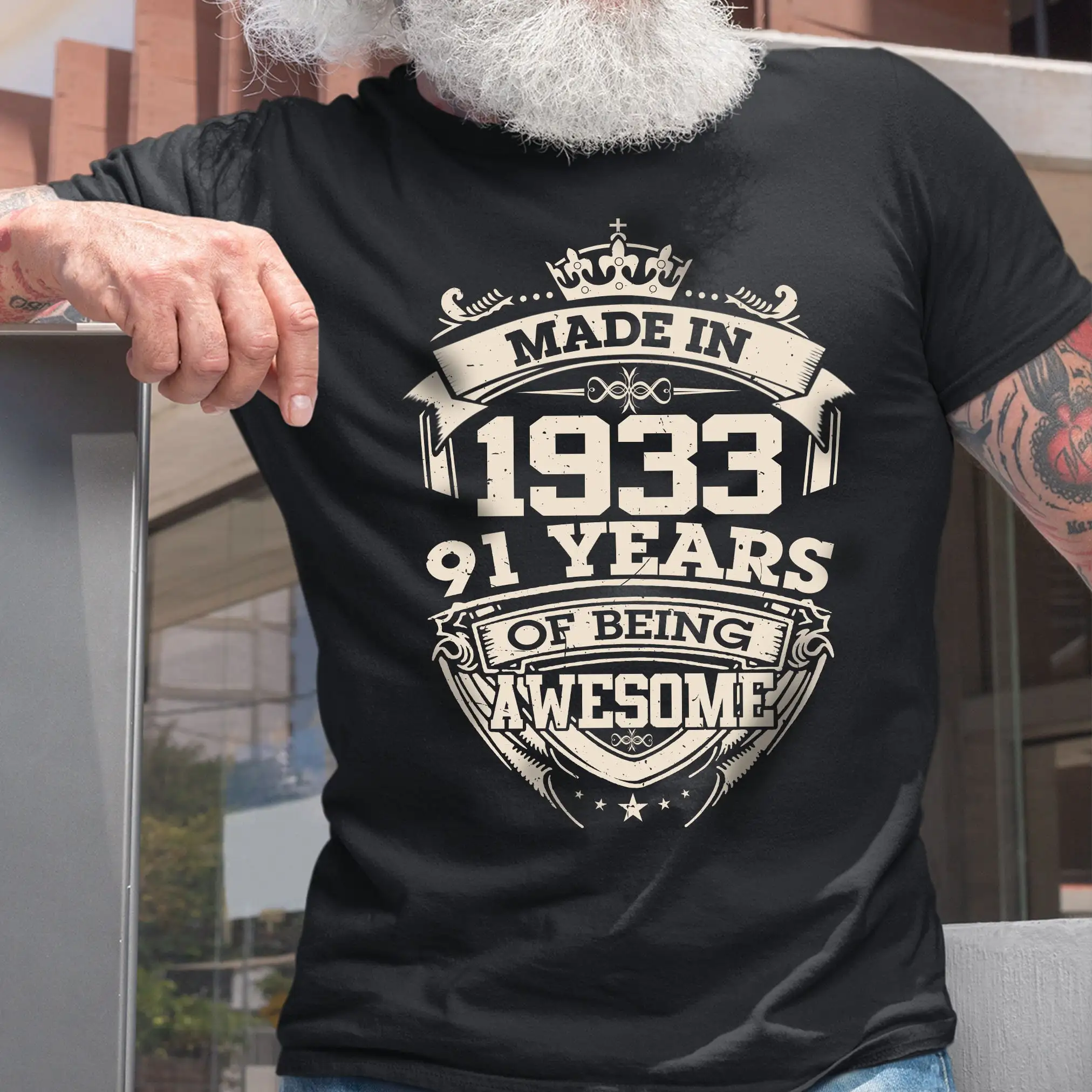 Vintage Made In 1933 Limited Edition 91 Years Of Being Awesome Birthday Men T Shirt Born Old 91th Party