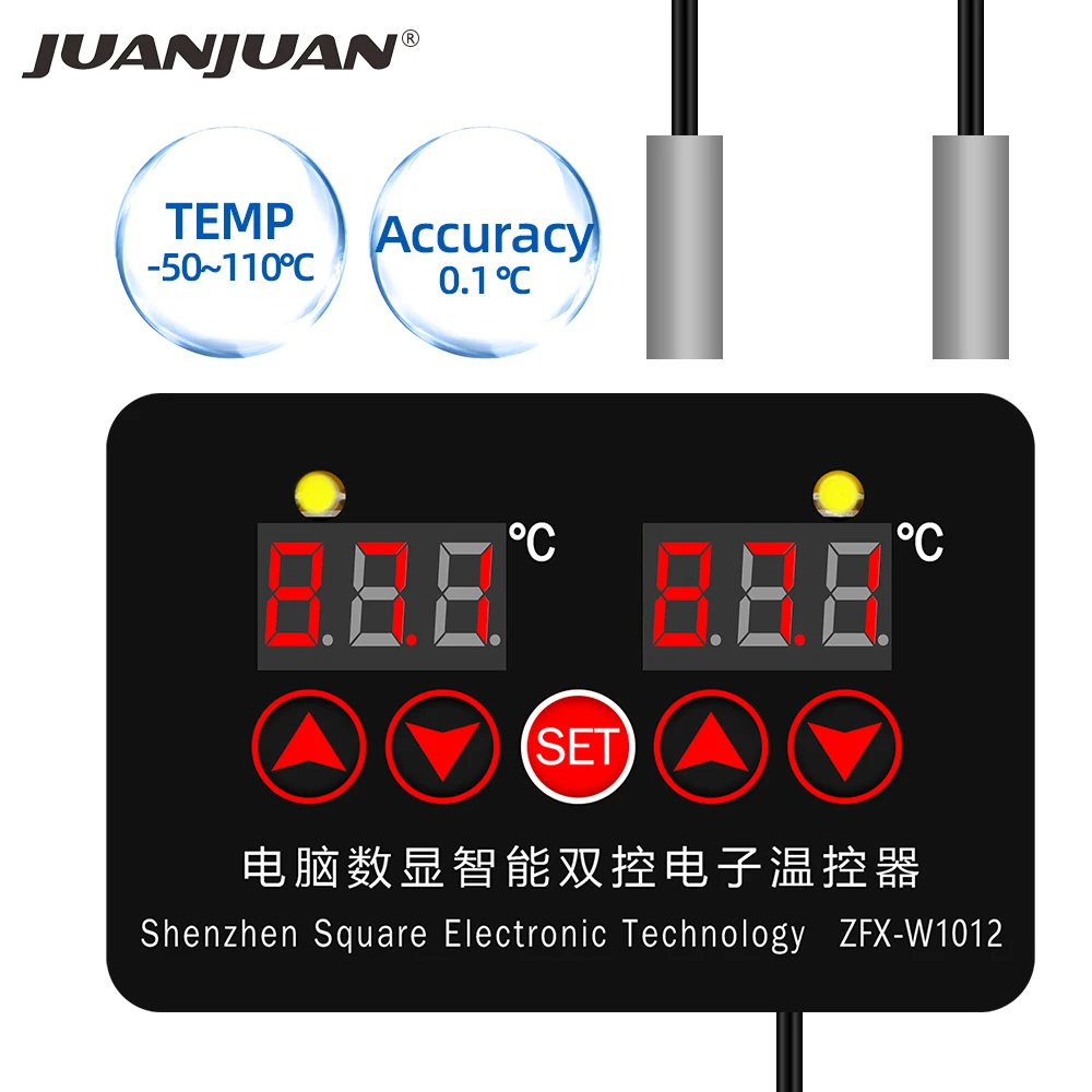 Digital Thermostat Incubator Temperature Controller ZFX-W1012 Two Relay Output Thermoregulator 220V 12V 24V 10A Heat Cool 40%off