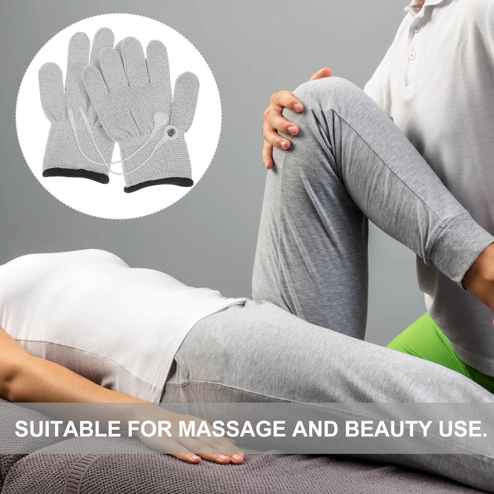 

1 Pair Electric Therapy Gloves Conductive Massage Gloves For Beauty With Stainless Steel Buttons Conversion Lines