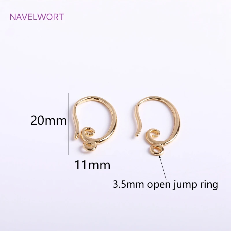 14K Gold Plated Curling Style Earrings Hooks Brass Metal French Earring Hook Ear Wire DIY Jewellery Making Accessories