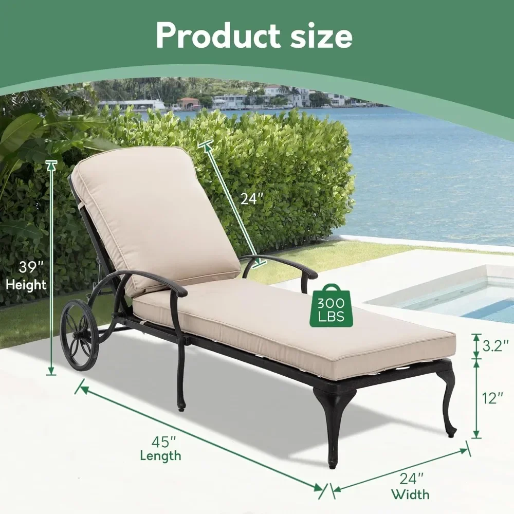 Outdoor chaise, terras zwembadstoelen zonslounges voor buiten strandligstoel verstelbaar gegoten aluminium, buitentuinen ligstoelen