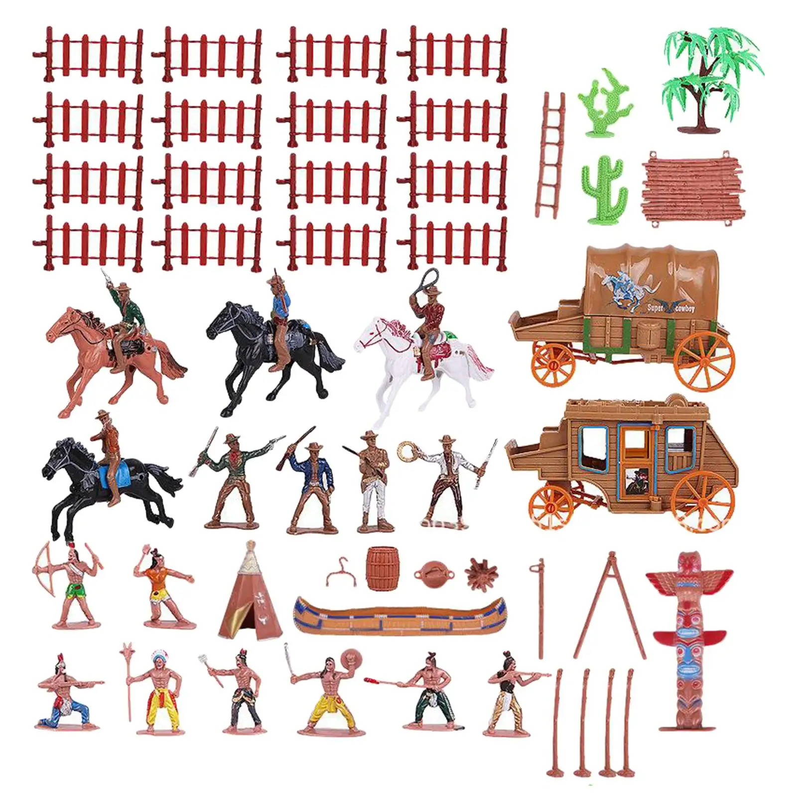 1Set Cowboys and Plastic Figures Playset Figures Miniature Sandbox Decoration Educational