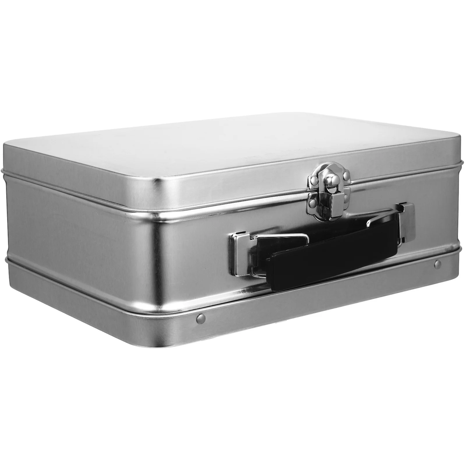 

Storage Jars Box Tinplate Desk Organizer Clothing Desktop Sundries Holder Silver Jewelry Case Travel