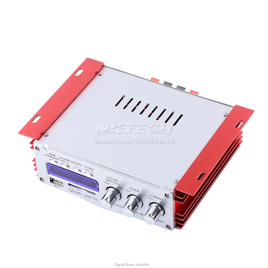 Digital Player Kentiger Car Hi-Fi Power Amplifier 4-CH RMS 20W Stereo Audio DVD MP3 USB SD MMC Card FM Radio BASS Amplifiers