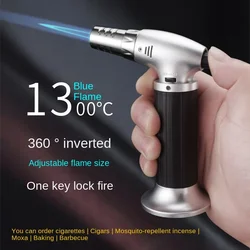 Blue Flame Butane Torch Refillable Windproof Jet Flame Butane Fuel Lighter for BBQ Cigar Candles Camping Gas Lighter