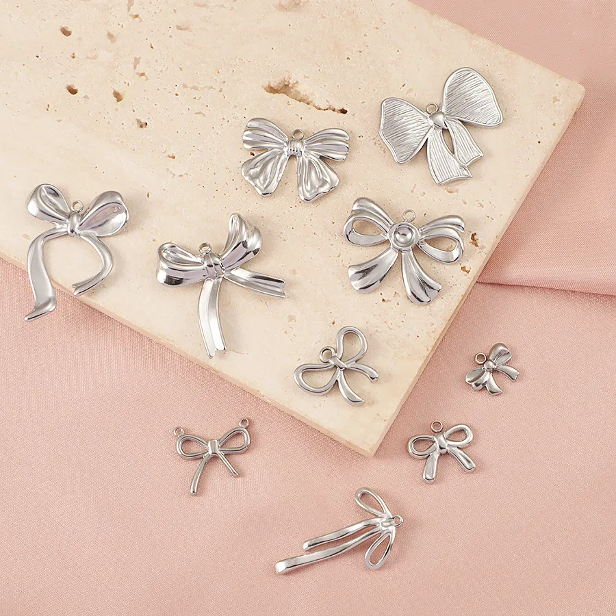 

5Pcs/Lot Stainless Steel Bowknot Charms For DIY Making Necklaces Bracelets Earrings Accessories Wholesale