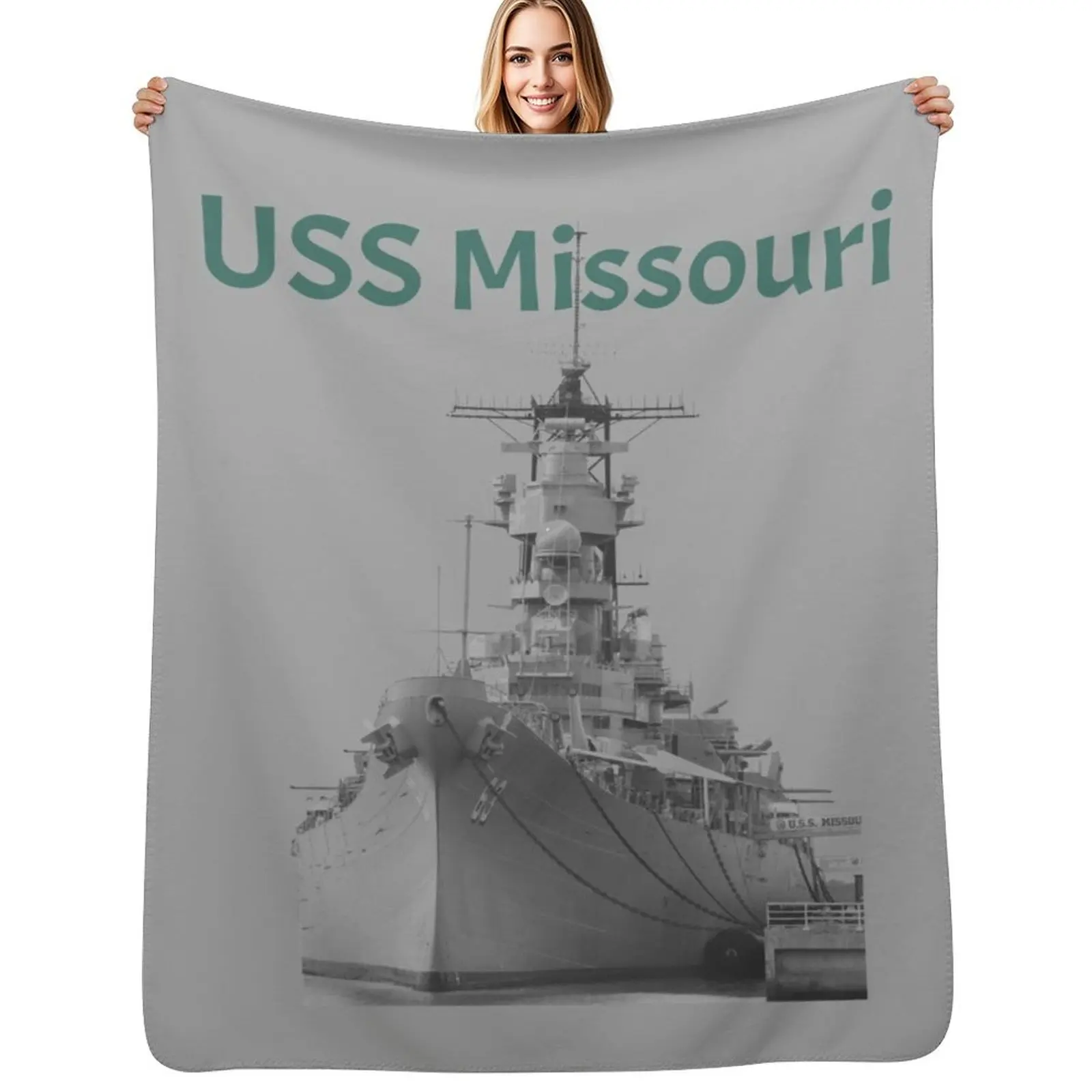 Proud Ship USS Missouri Throw Blanket Warm Accent Blanket for Living Room Decoration