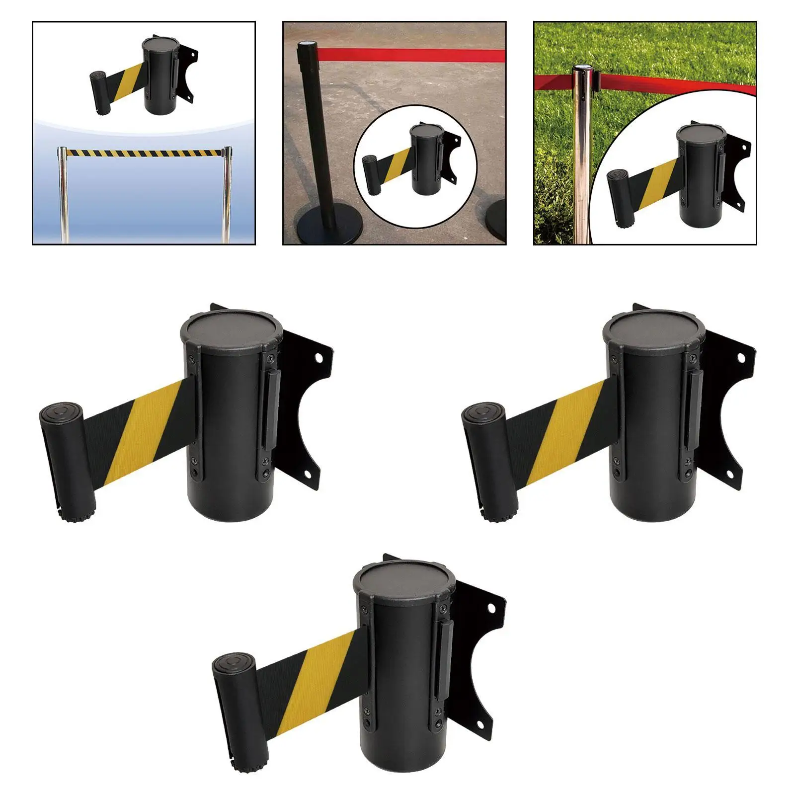 Retractable Belt Barrier Outdoor Crowd Control Barrier Wall Mount Safe Barrier Belt